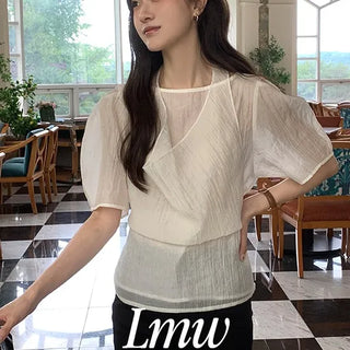 Vivi Wrinkle Halter Bustier Blouse  Bustier + Blouse Set :-) !