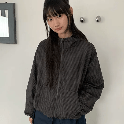 Copat Check Hooded Windbreaker