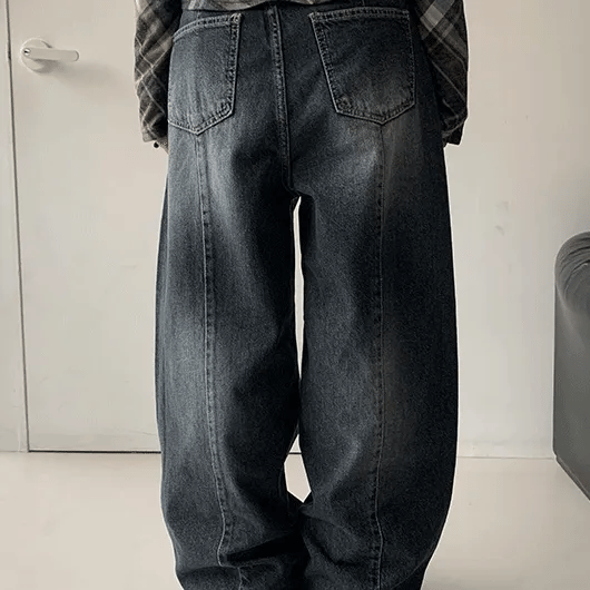 Hippat Washed Balloon Wide Denim Pants