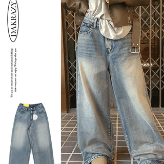 Tiba Washed Wide Long Denim Pants