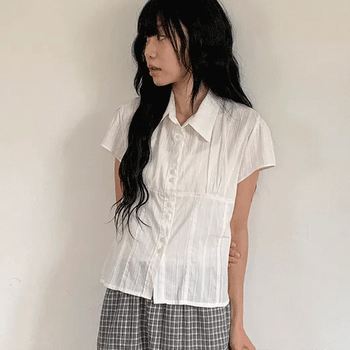 Anz Pure Cap Sleeve Semi-Crop Blouse