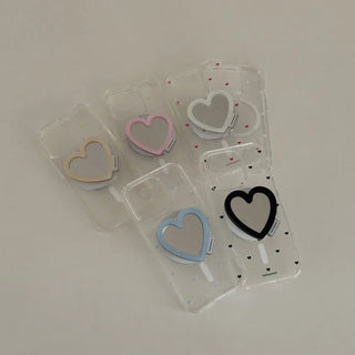 [SET] Small Heart Pattern MagSafe Gel Hard Case + MagSafe Mirror Smart Talk