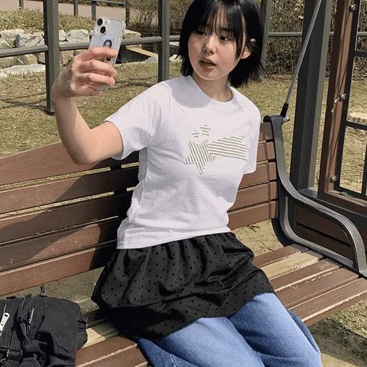 Eemin Star Patch Crop Short Sleeve Tee