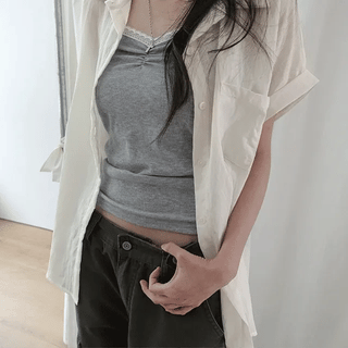 Raize Color Oversized Cotton Short Sleeve Shirt