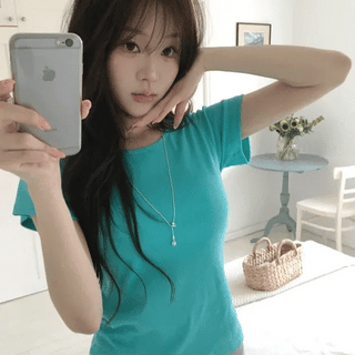 Sheer Color Round T-shirt