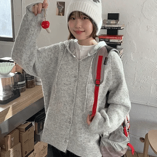 Tinfu Double Button Over Wool Hooded Cardigan