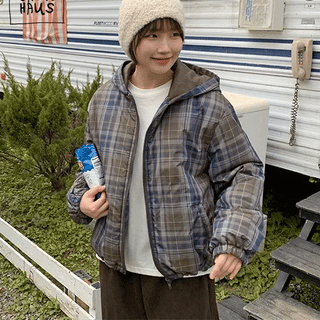 Retid Check Quilted Hooded Jumper