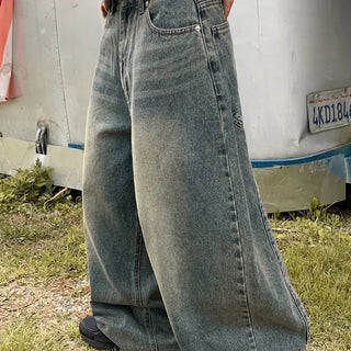 Kuchimi Washed Wide Balloon Denim Pants