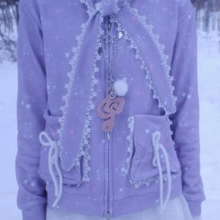 star bunny hood zip-up