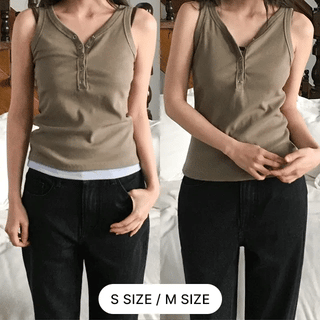 Colpion Henley Neck Button Sleeveless
