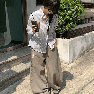 Hiche Stripe Basic Pocket Shirt