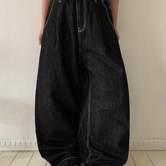 Chas Summer Black Denim Wide Pants