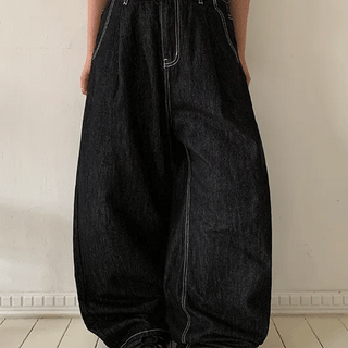 Chas Summer Black Denim Wide Pants