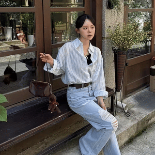 Kishu Summer Stripe Oversized Shirt