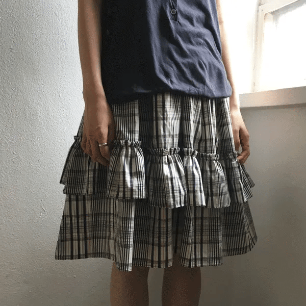 Baron Check Tiered Skirt (2 colors)
