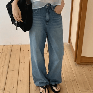Mark Summer Back Cut Grayish Light Blue SemiWide Denim