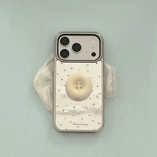[Set] Sparkling Moon Mirror Silver Bumper Phone Case + Button Talk