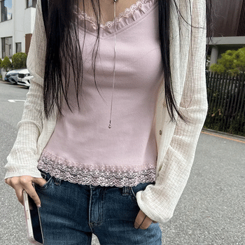 Standalone See-through V-neck Cardigan