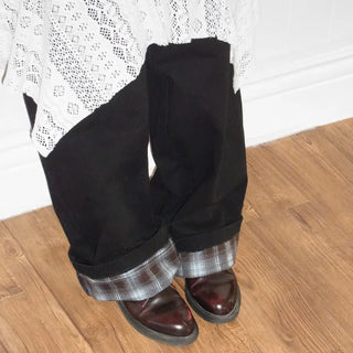 Checker roll-up pants