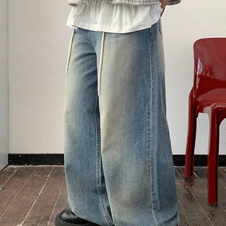 Tsuhaka Summer String Washed Wide Denim Pants