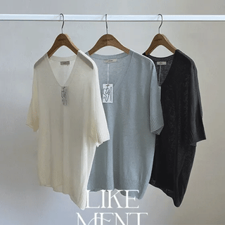 Kiers Summer Whole Garment VNeck Short Sleeve Knit