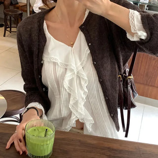 French lace pintuck blouse