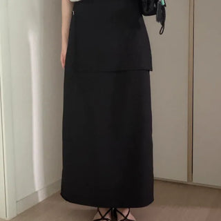 Cozy Pleated Elastic Maxi Skirt