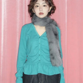 frill hem cardigan