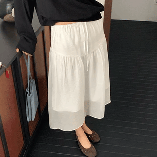 Zerpi Summer Elastic Tiered Midi Skirt