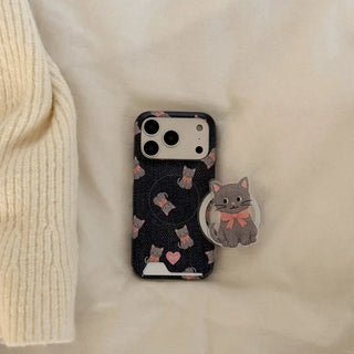 Denim Cat iPhone MagSafe Grip Talk Holder Acrylic