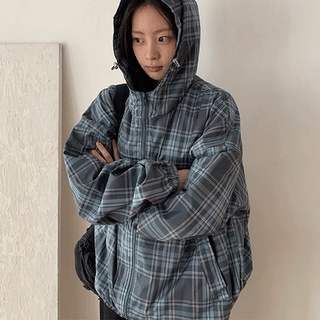Kanber Check Hooded Windbreaker