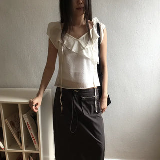 Noir String Pocket Long Skirt (2 colors)