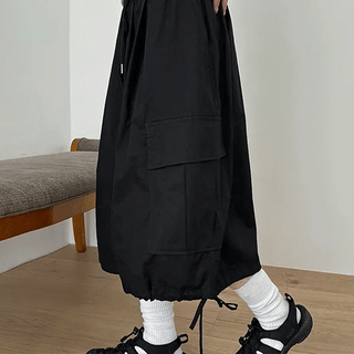 Gamed Elastic Waist Balloon Bermuda Cargo Pants