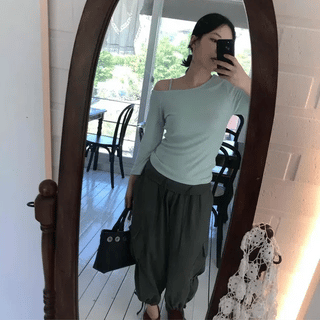 NYLON STRING WIDE BERMUDA PANTS