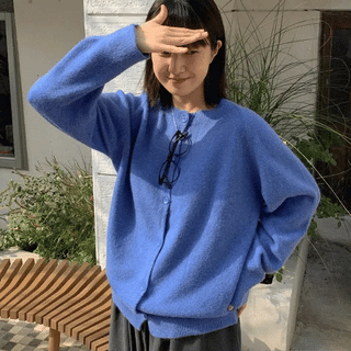 Kosen Cashmere Hairy Round Cardigan