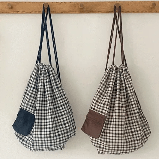 Turoli Pocket Check String Backpack