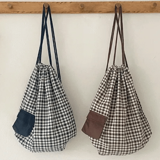 Turoli Pocket Check String Backpack
