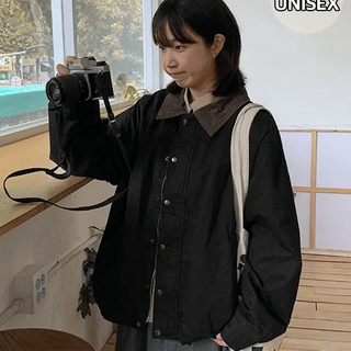 Asne Two-Way String Contrast Collar Jacket
