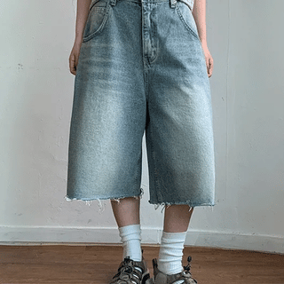Selto Lettering Carpenter Denim Bermuda Pants