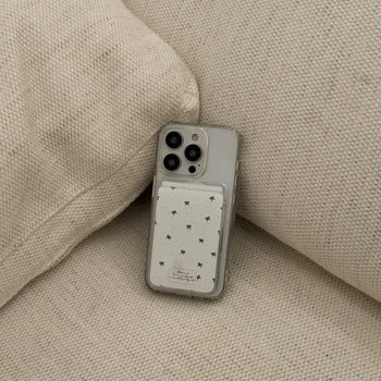 Small ribbon pattern MagSafe card clear wallet pocket case