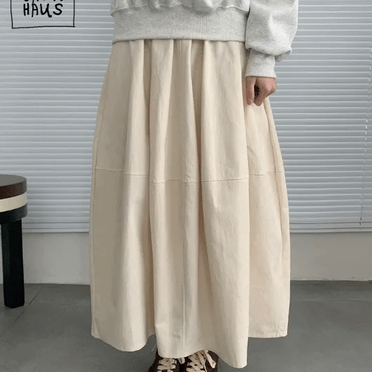 Mitoon Cutout Elastic Waist Balloon Long Skirt