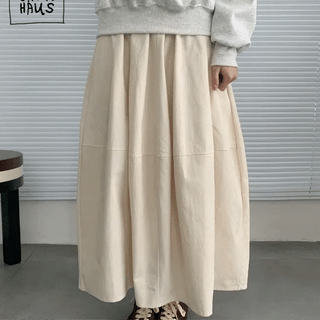 Mitoon Cutout Elastic Waist Balloon Long Skirt