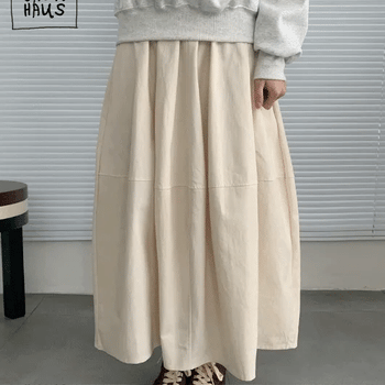 Mitoon Cutout Elastic Waist Balloon Long Skirt