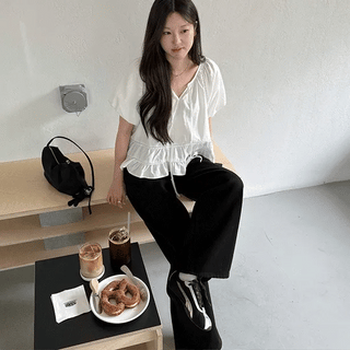 Kai Cotton Wide Black Pants
