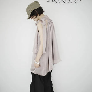 Loose ribbon halter dress