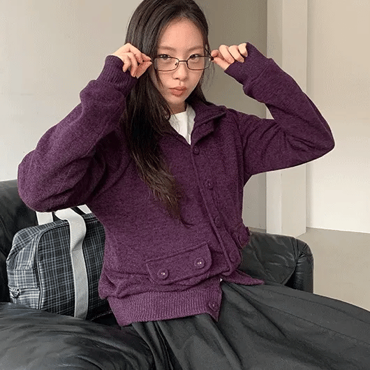 Cardan Button Pocket Knit Cardigan