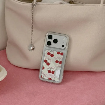 Ribbon Cherry Design [MagSafe Mirror Card Wallet]