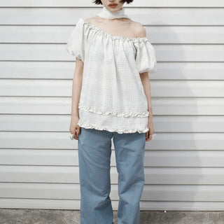 Curved cotton pants