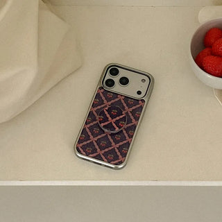 Vintage Cherry Pattern iPhone 18 Pro Galaxy Epoxy Silver Bumper Case