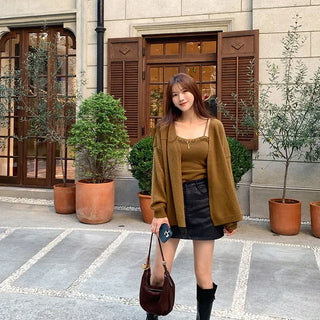 Matte coated mini skirt